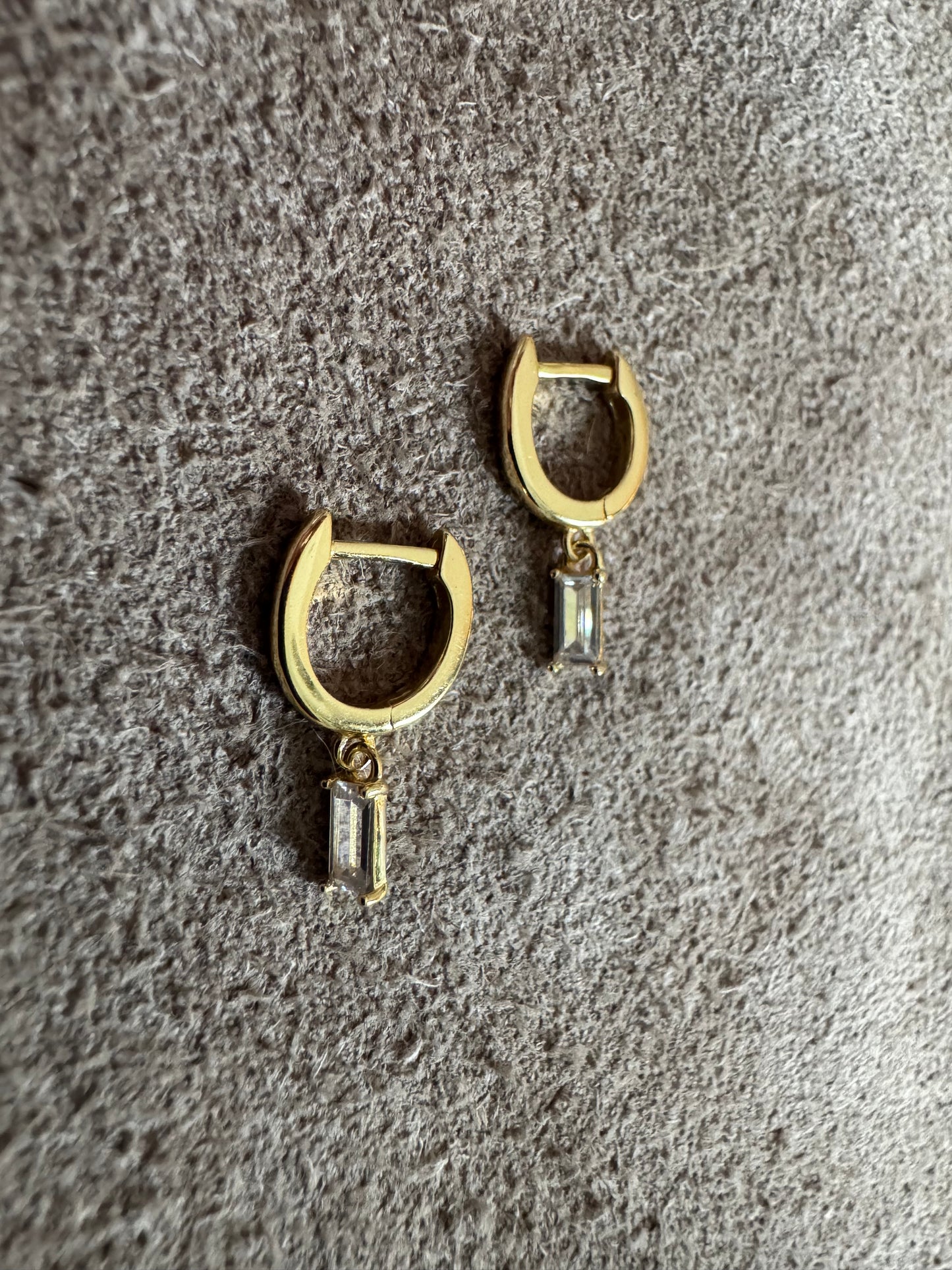 Emerald cut Dangle Huggies