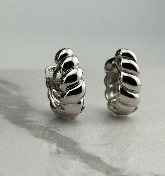 Croissant silver hoops