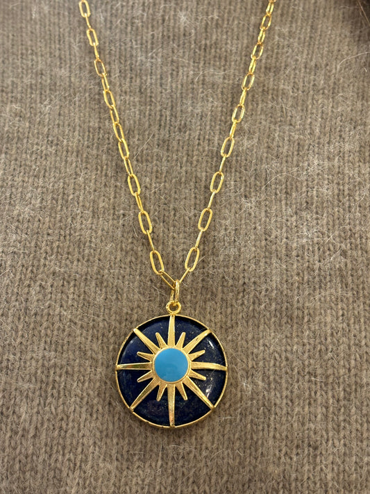 Lapis Sun pendant necklace