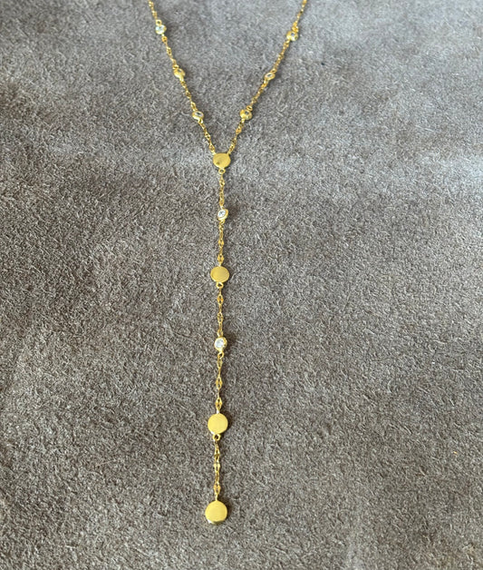 Coin / white sapphire lariat