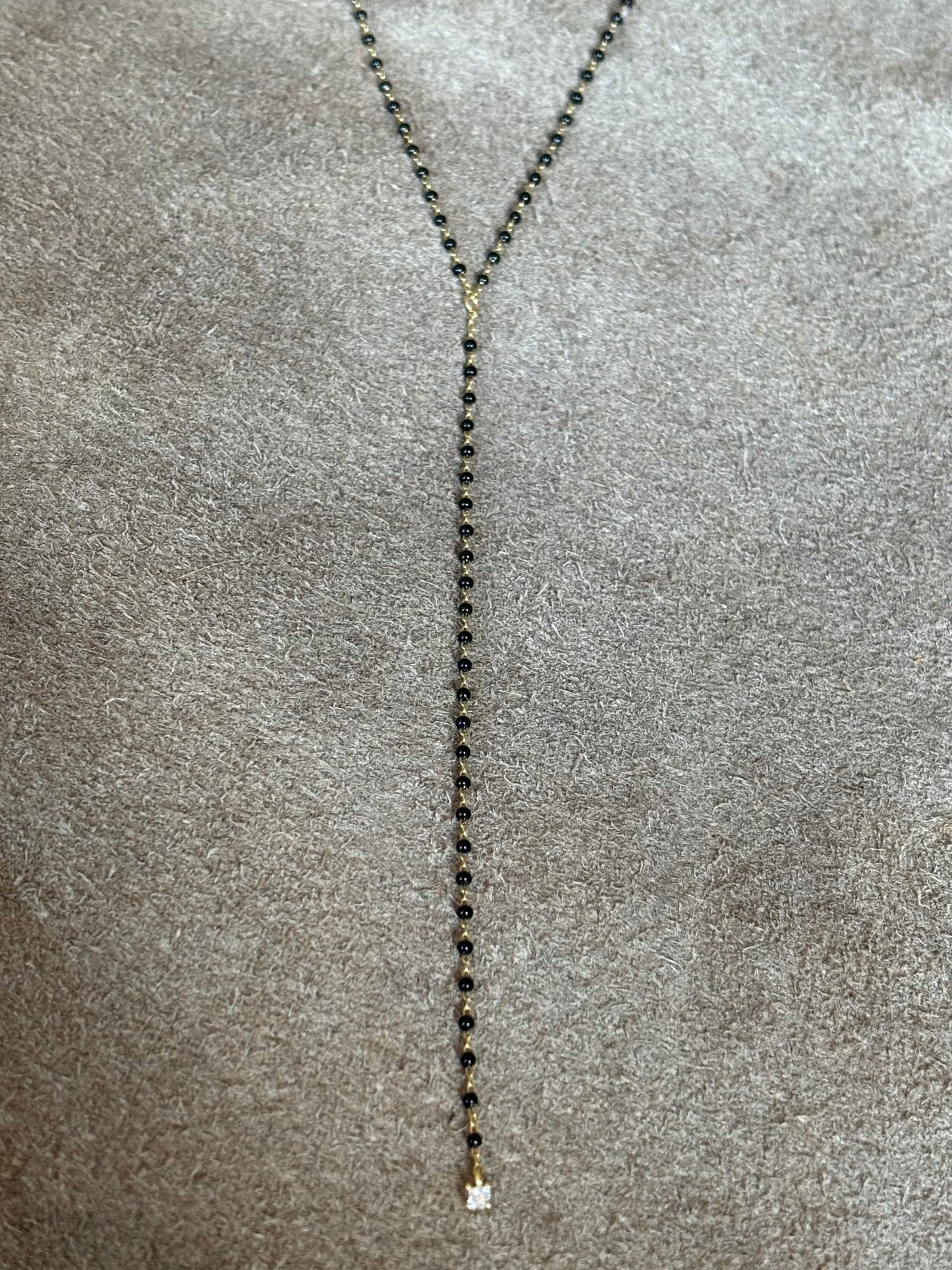 Black/gold beaded lariat
