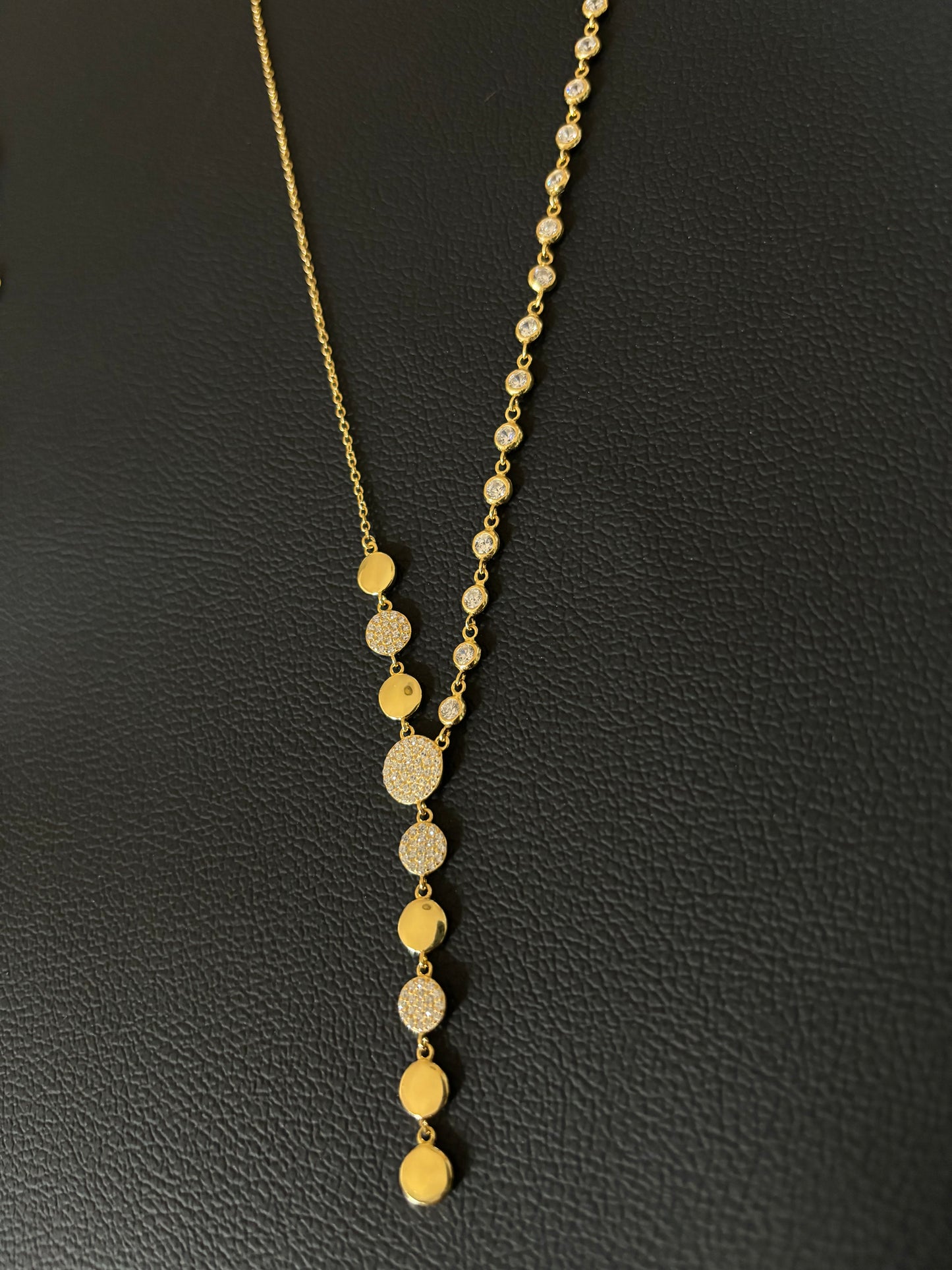 Coin / white sapphire lariat