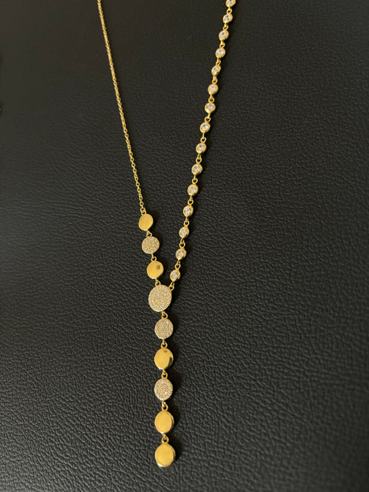 Coin / white sapphire lariat