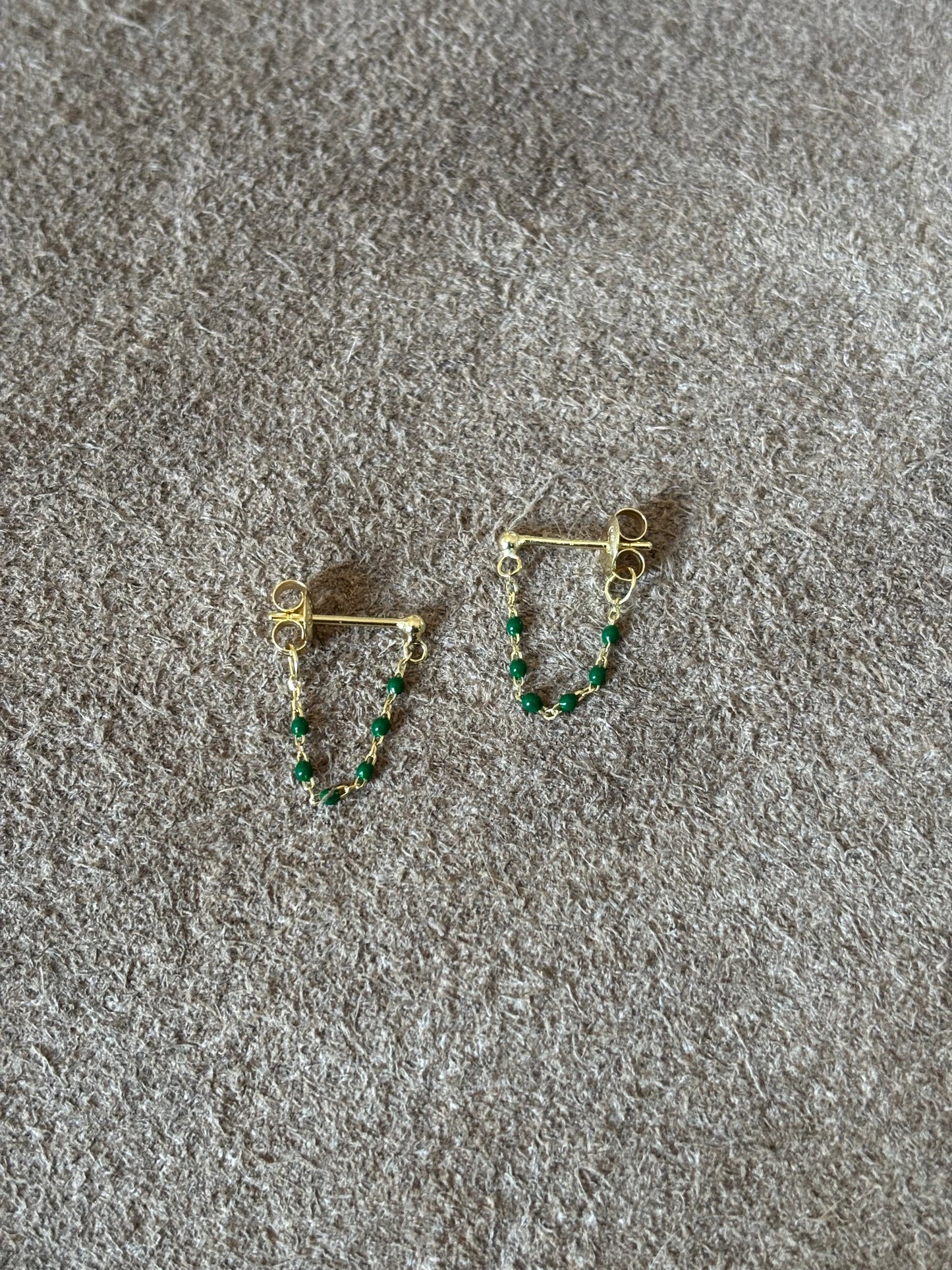 Green/gold beaded earrings