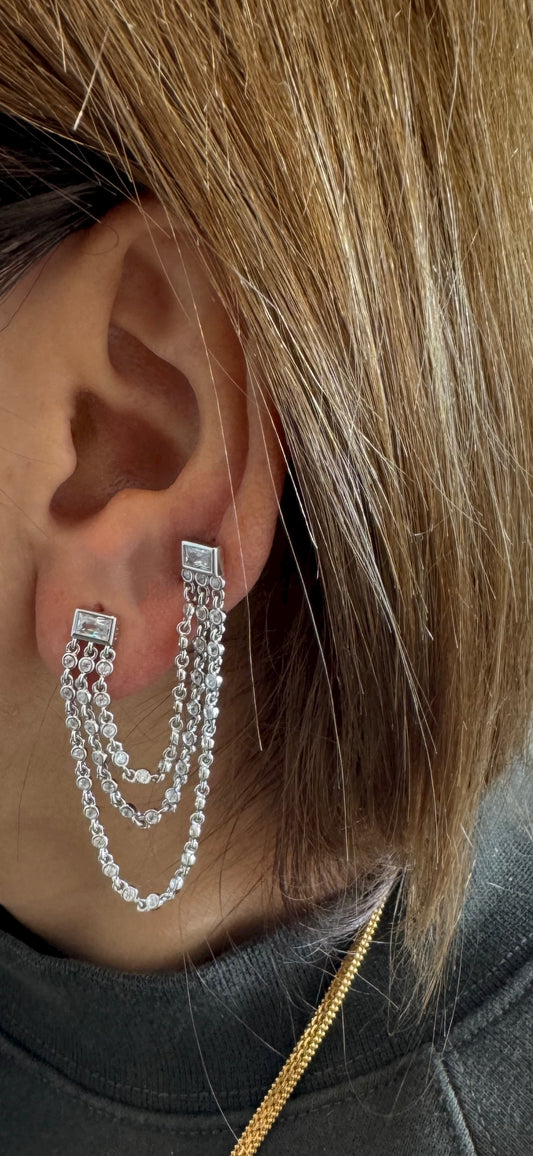 Double chain earrings silver 925