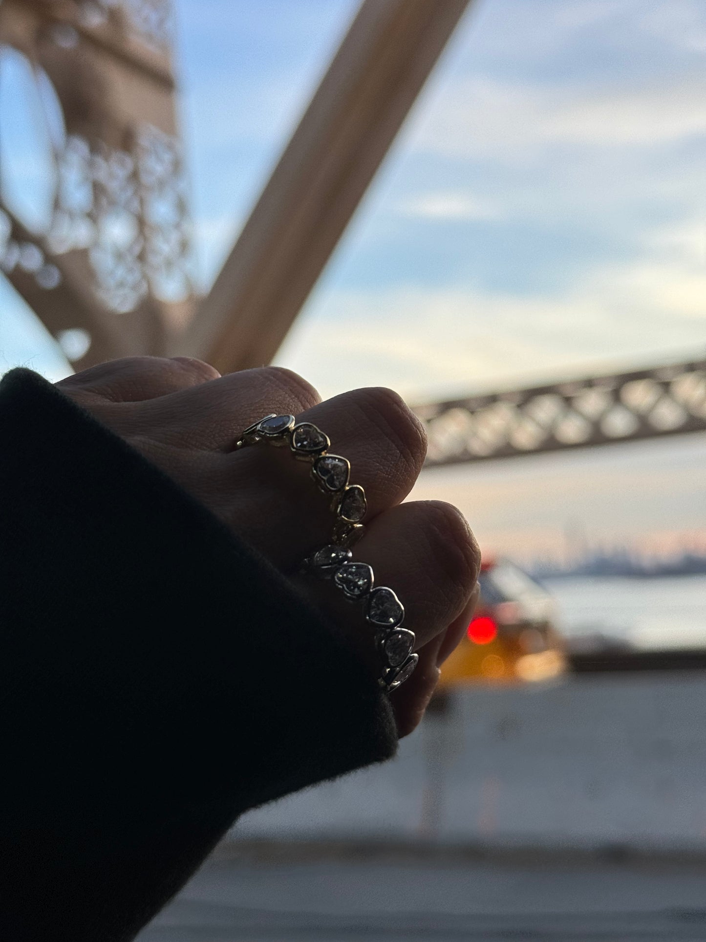 Silver cluster heart ring