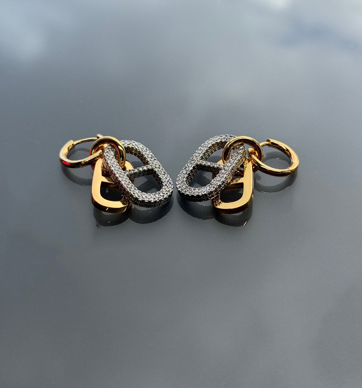 Two tone removable charm earrings