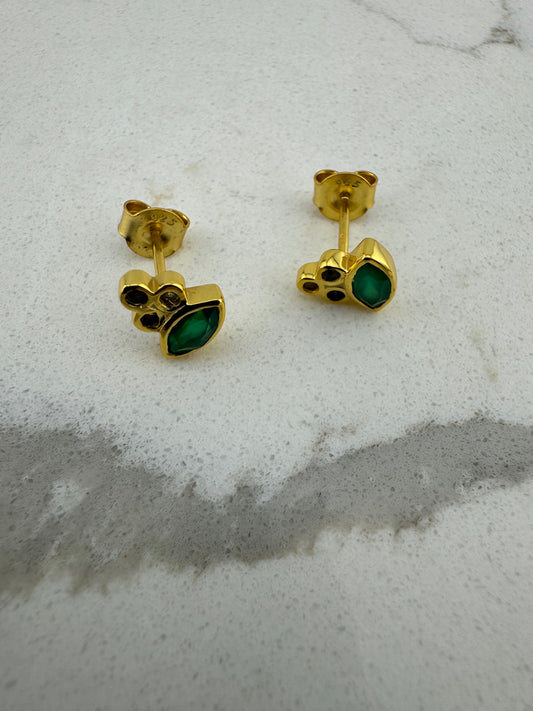 Emerald/ tourmaline ear studs
