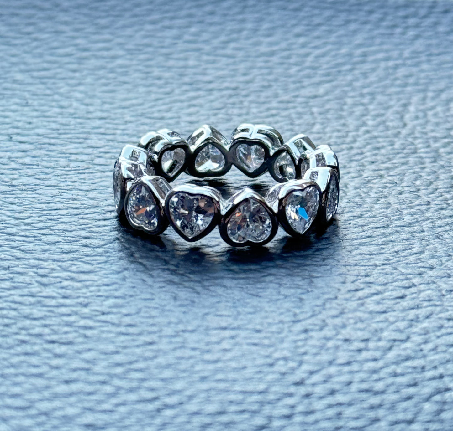 Silver cluster heart ring