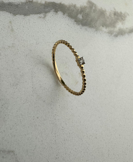 Rosary diamond solitaire ring
