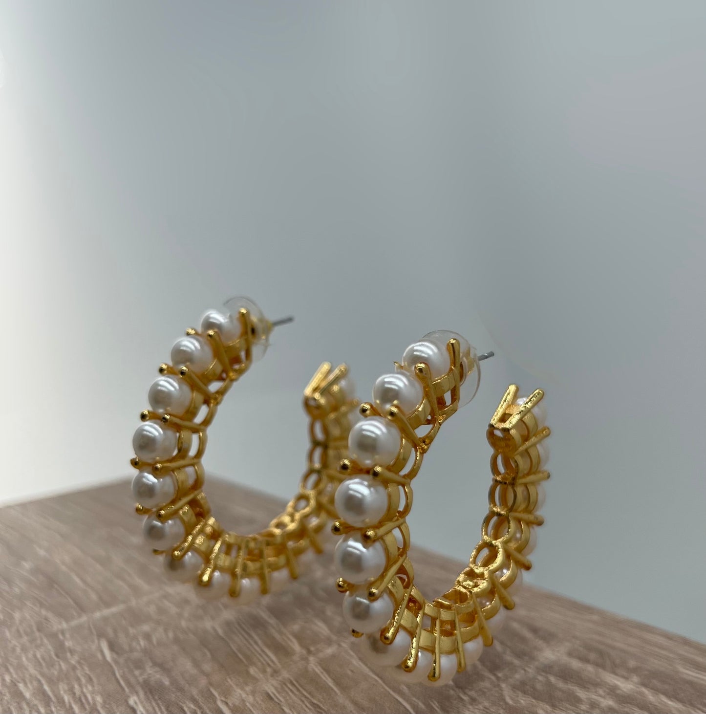 Large pearl hoops