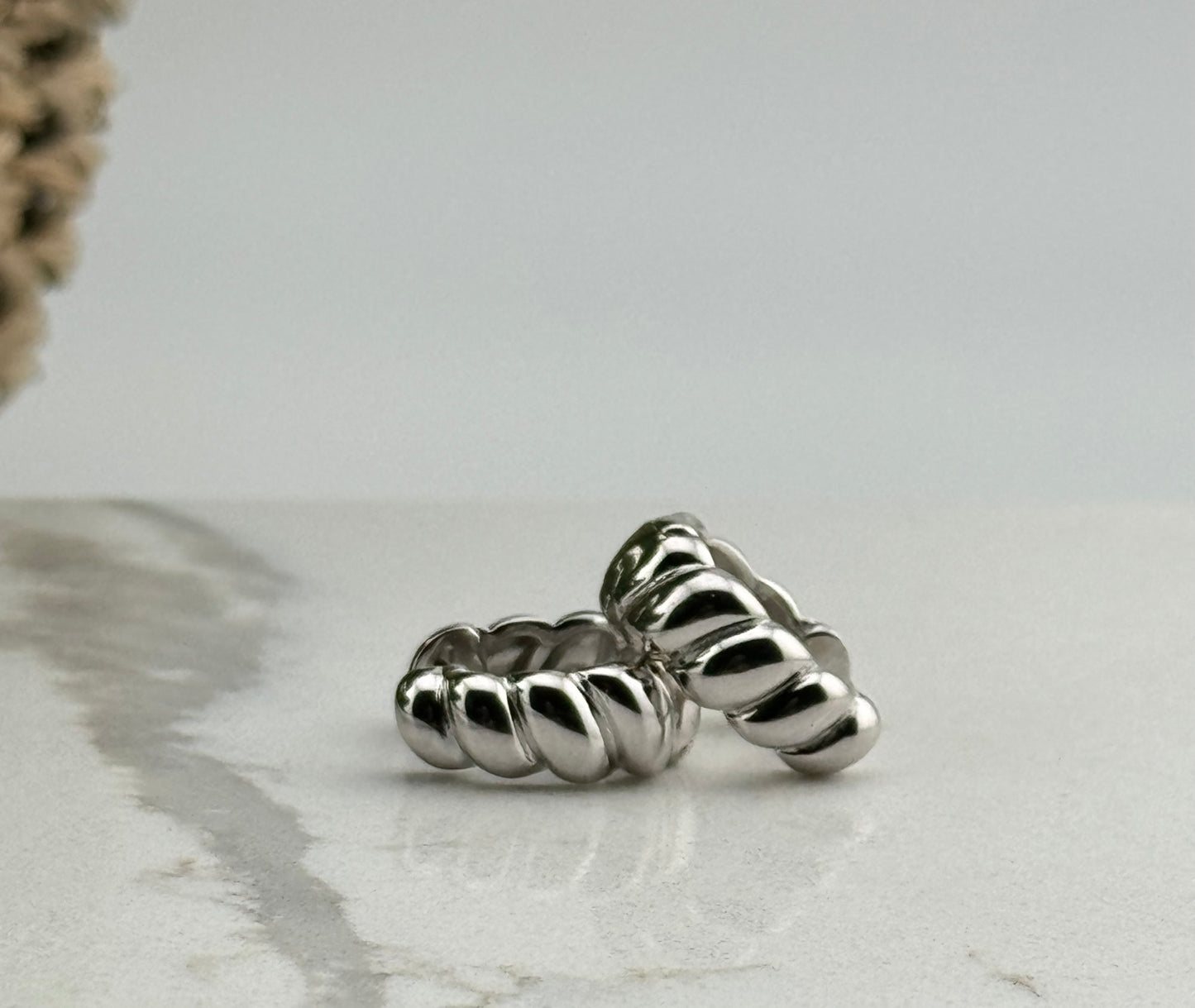 Croissant silver hoops
