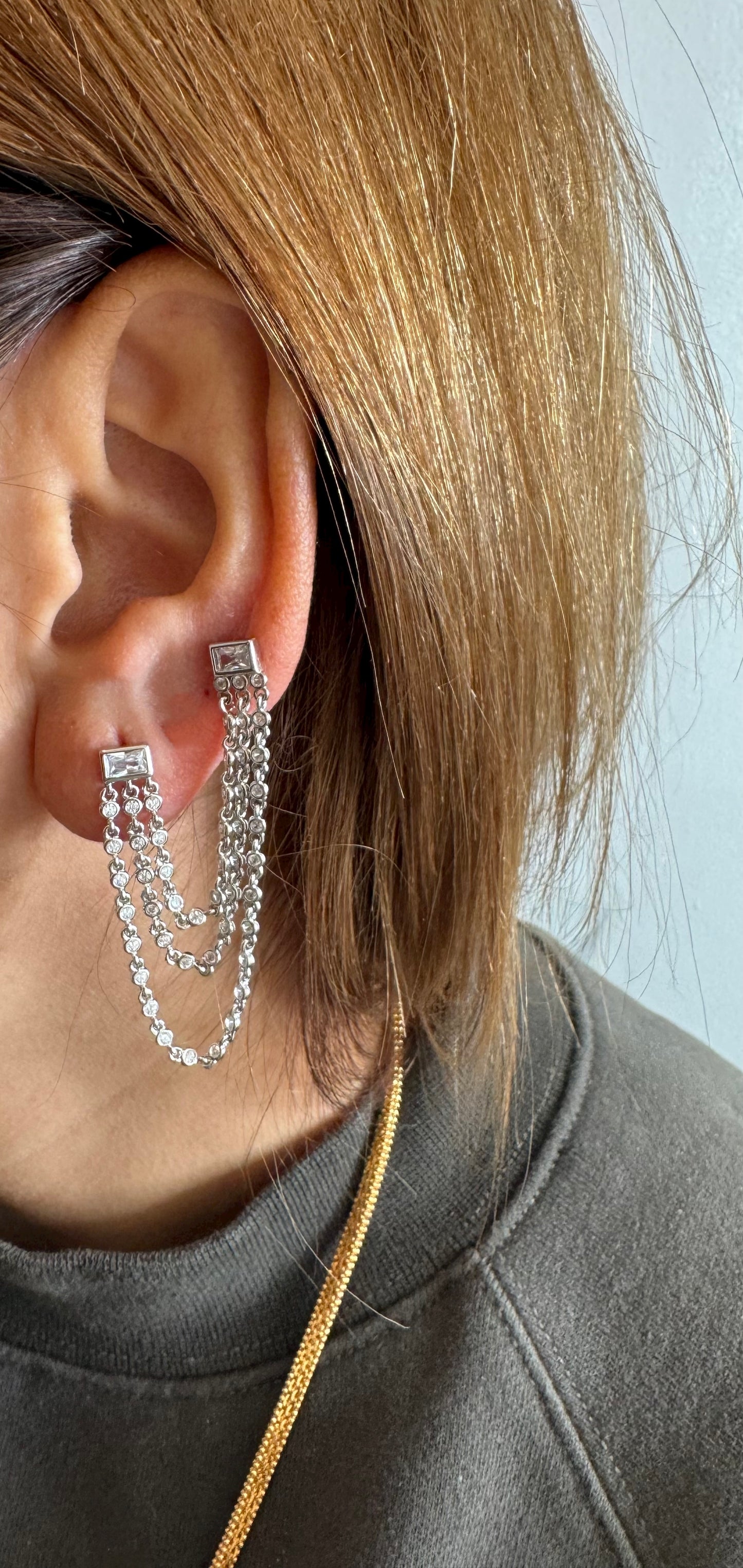 Double chain earrings silver 925