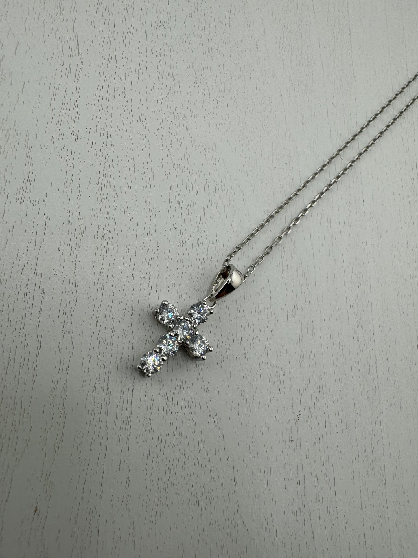 Small cross tennis necklace