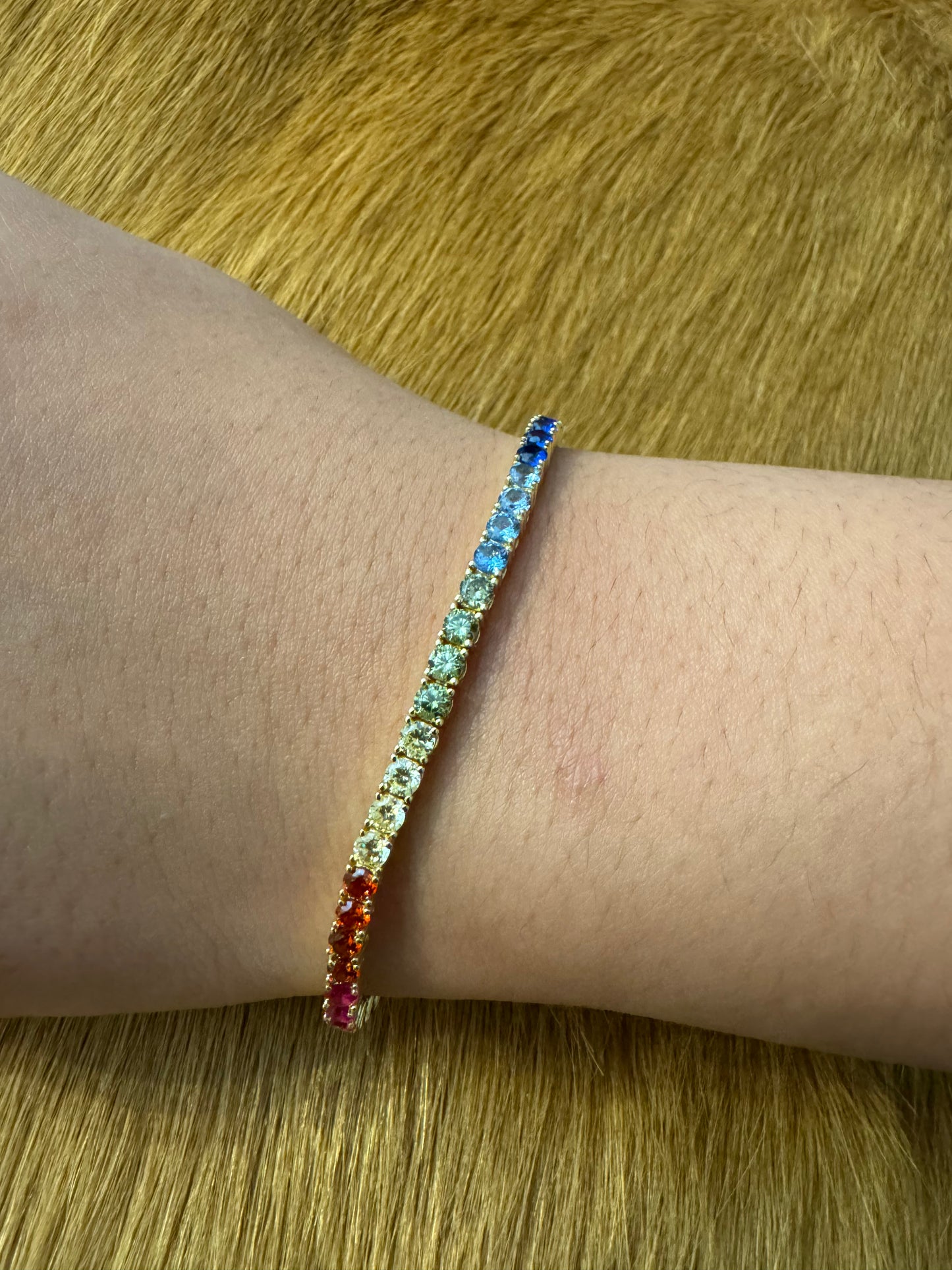 Rainbow tennis bracelet