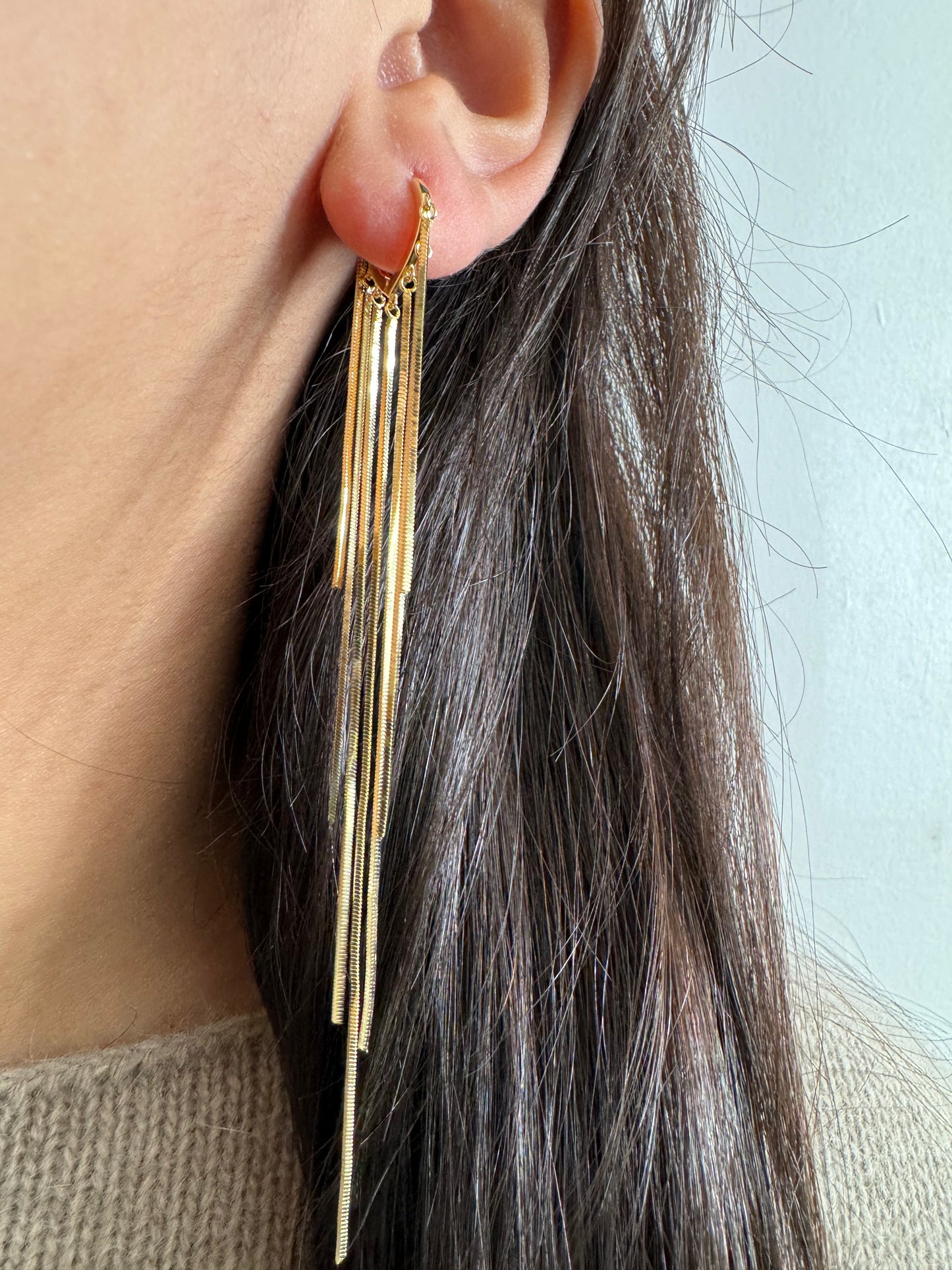 Gold snake chain earrings