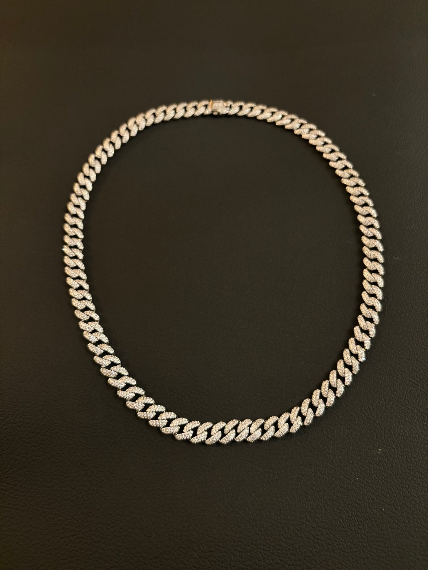 Cuban link white sapphire silver
