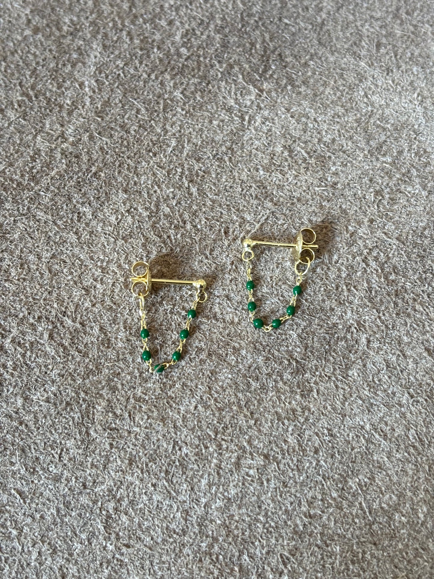 Green/gold beaded earrings