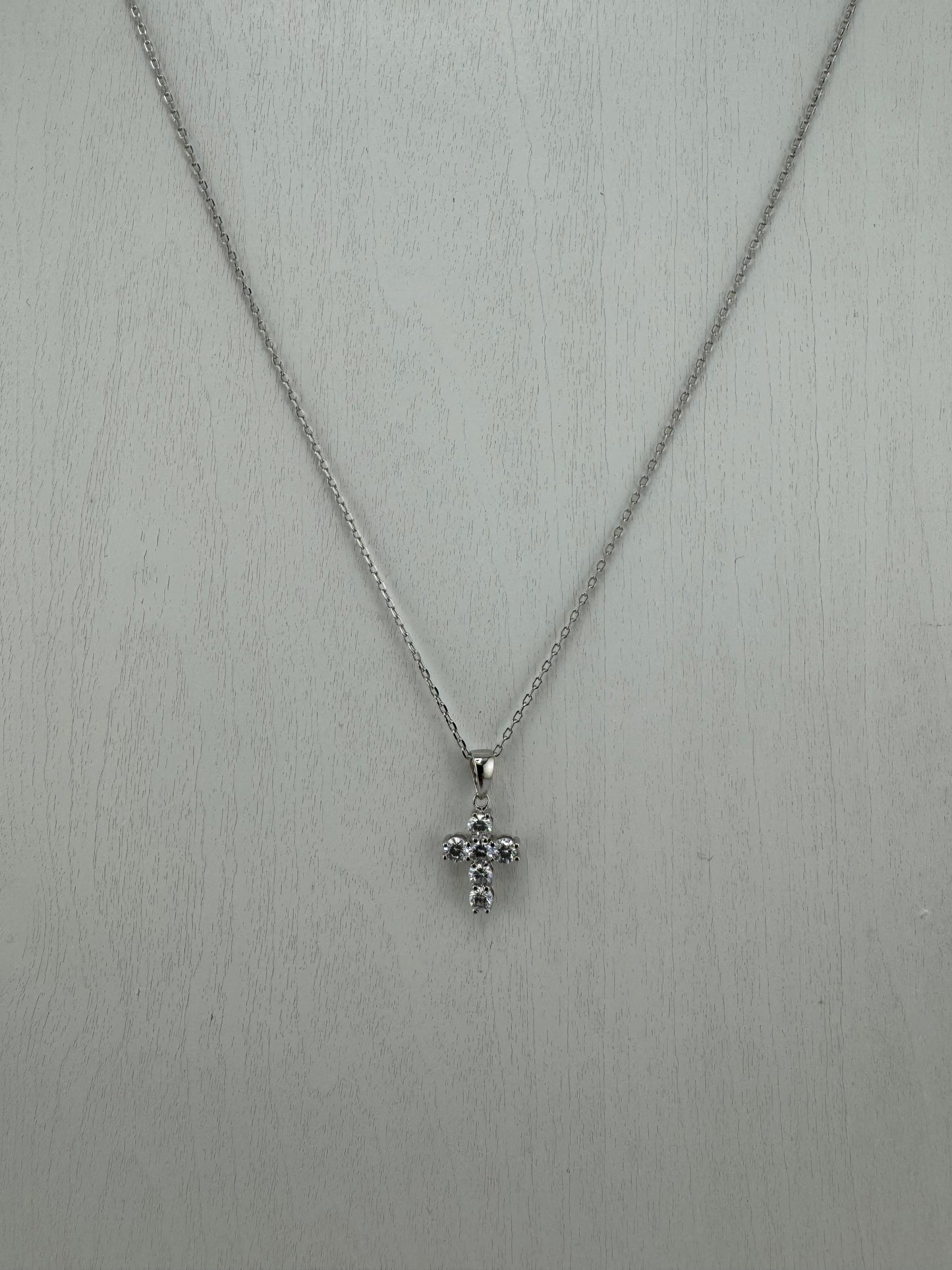 Small cross tennis necklace