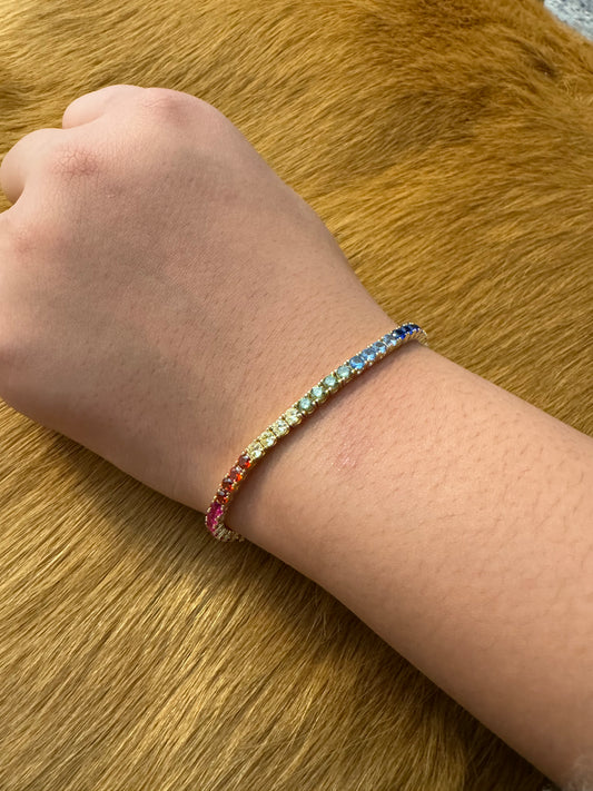 Rainbow tennis bracelet