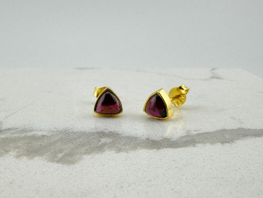 Red Tourmaline ear studs