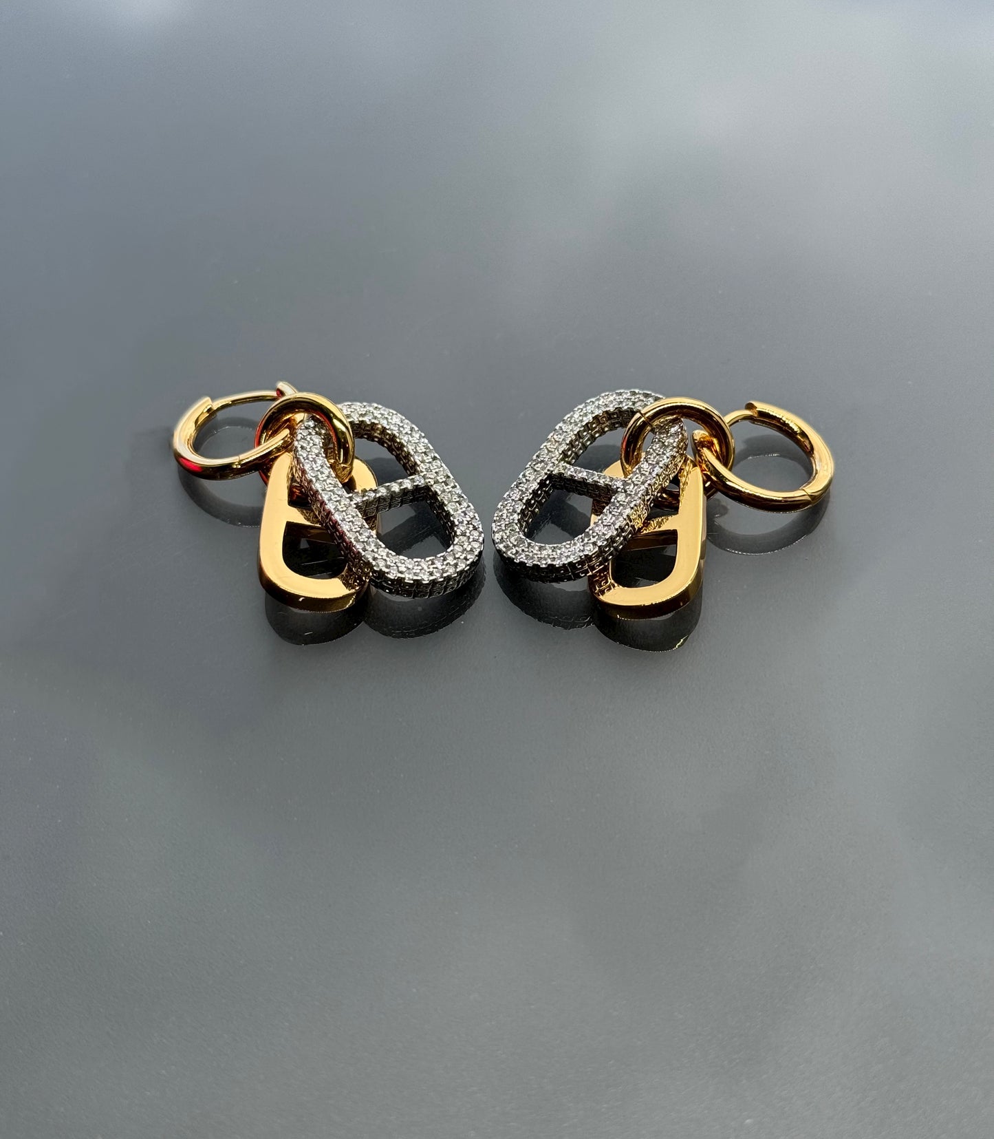 Two tone removable charm earrings