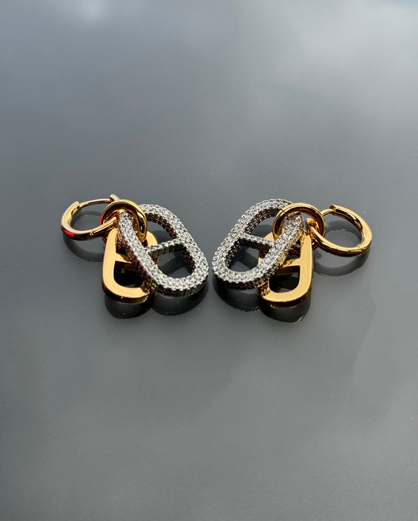 Two tone removable charm earrings
