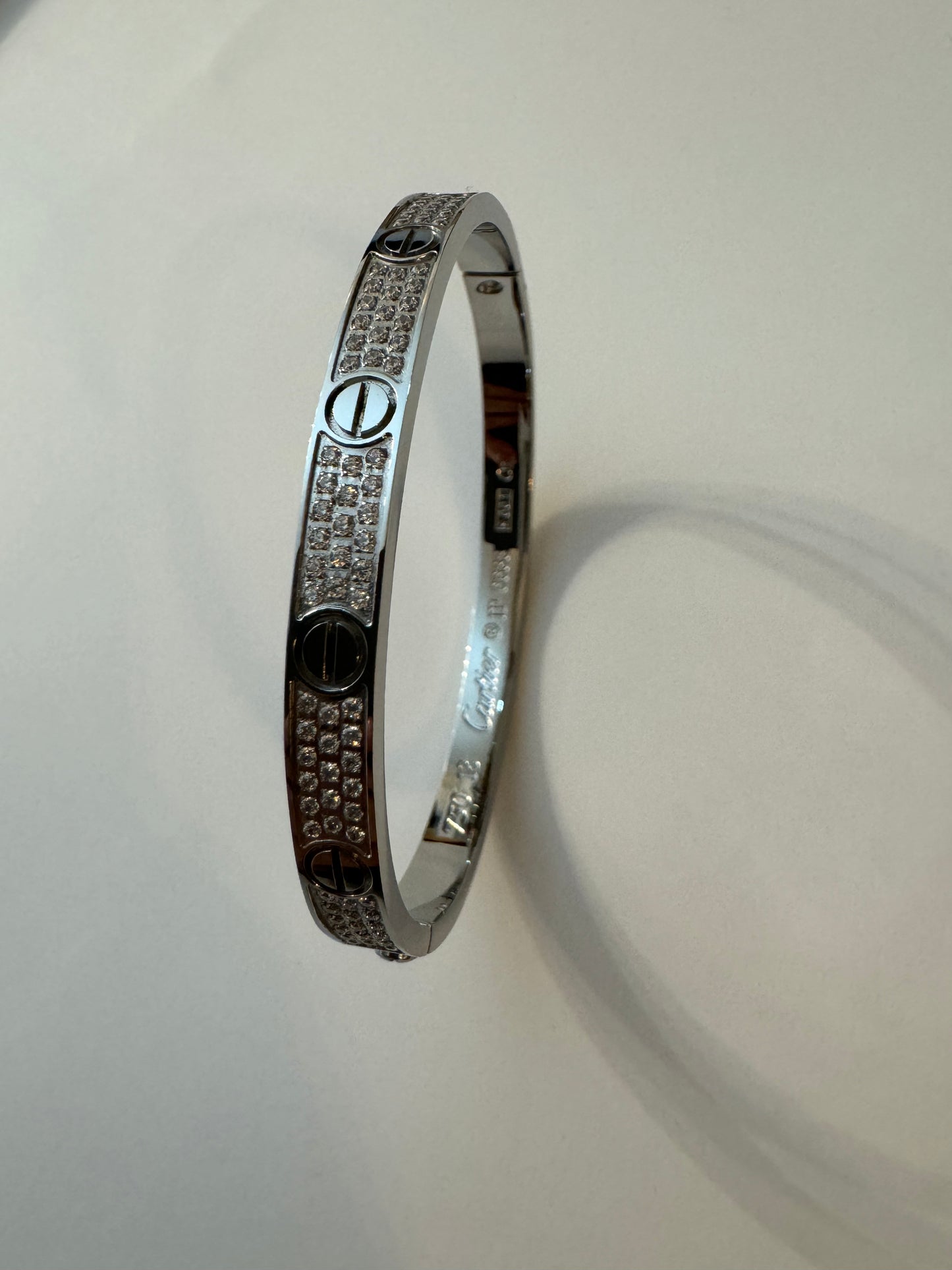 Silver pave love bangle