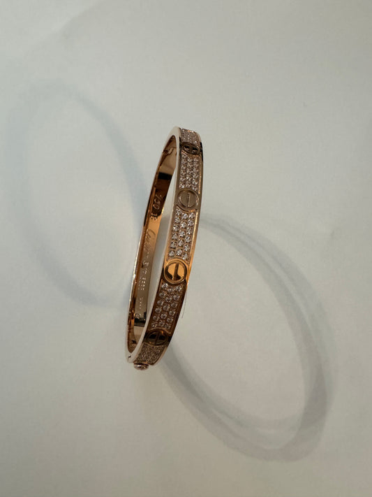 Rose gold pave love bangle