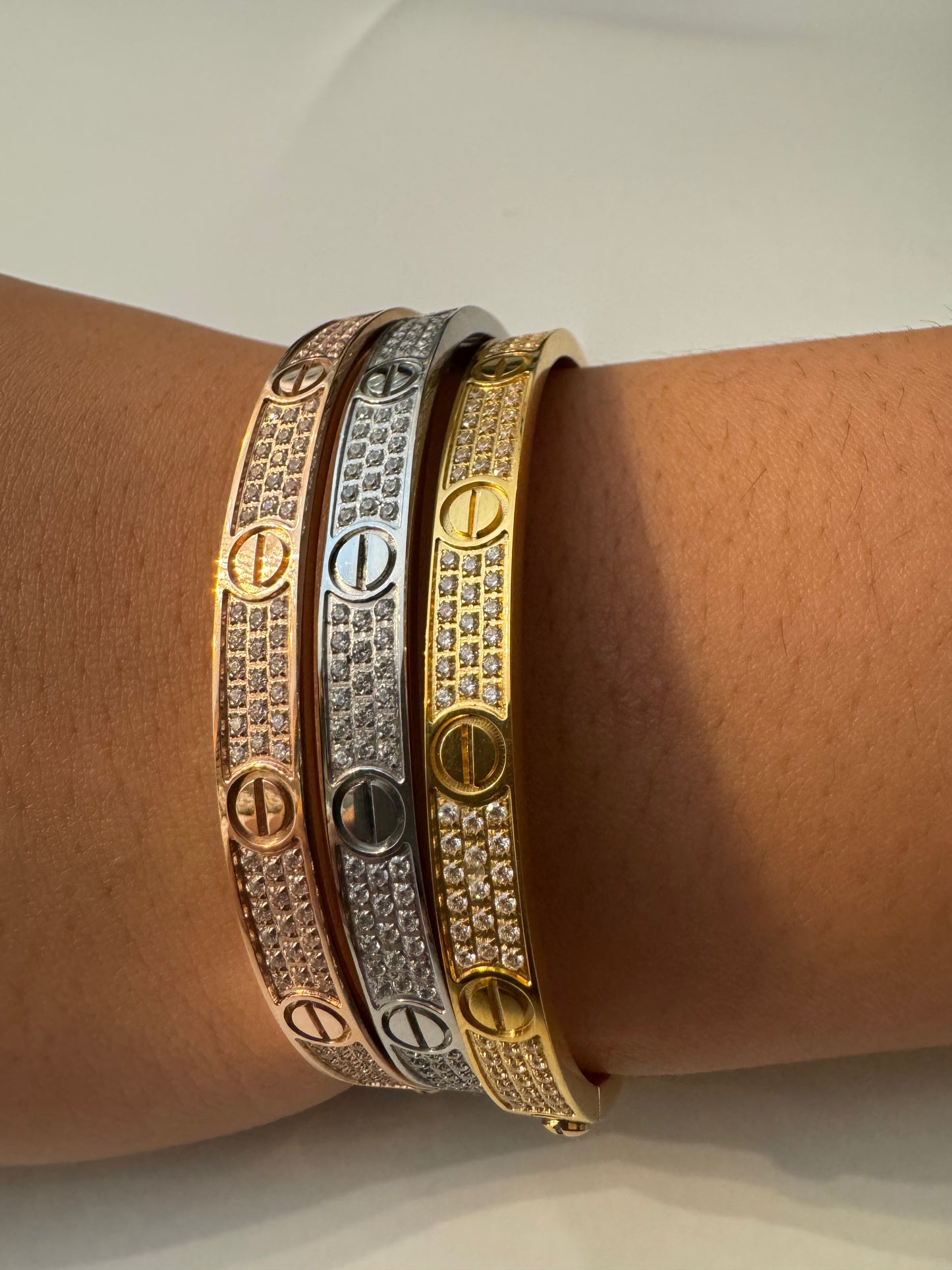 Silver pave love bangle