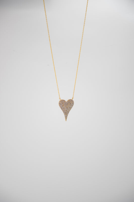 BIG HEART PAVE PENDANT NECKLACE