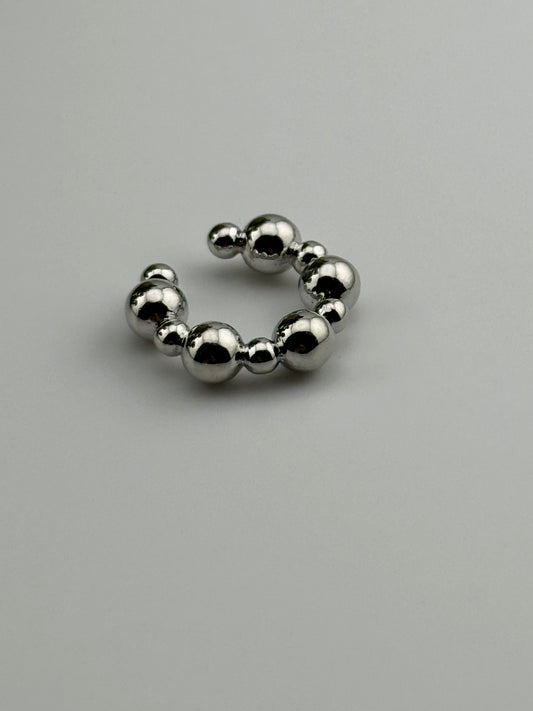 Ball silver ear cuff