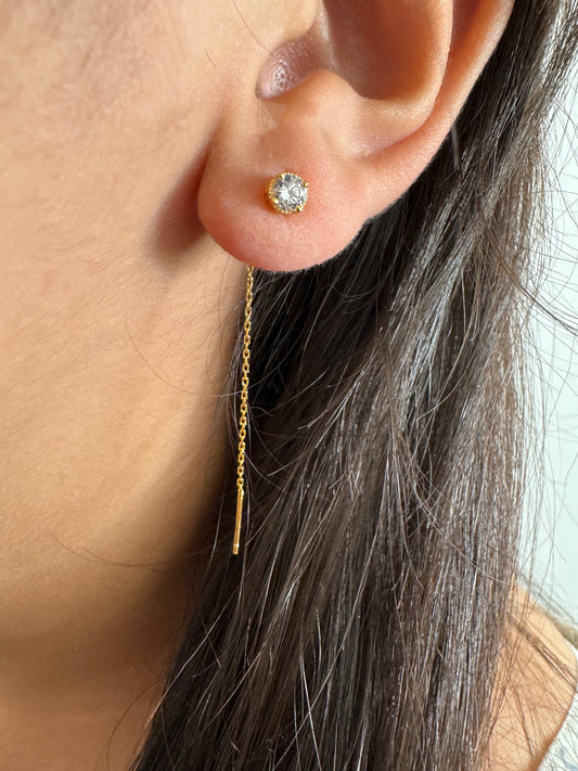Solitaire drop ear threader