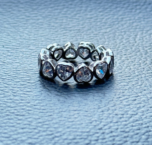 Silver cluster heart ring