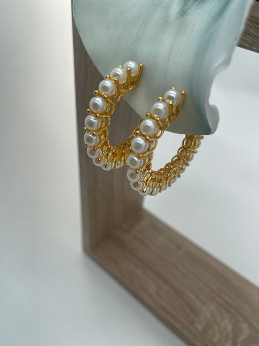 Large pearl hoops