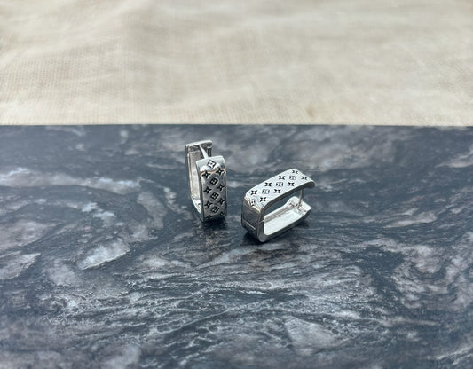 rectangle silver hoops