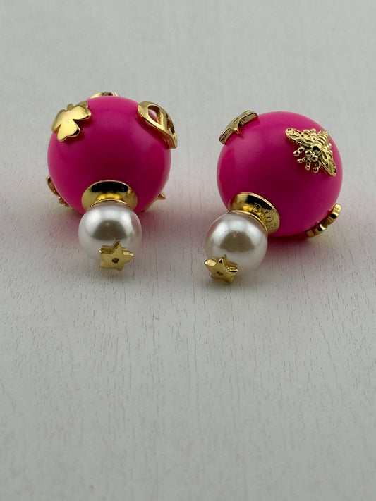 Pink and pearl tribales earstuds