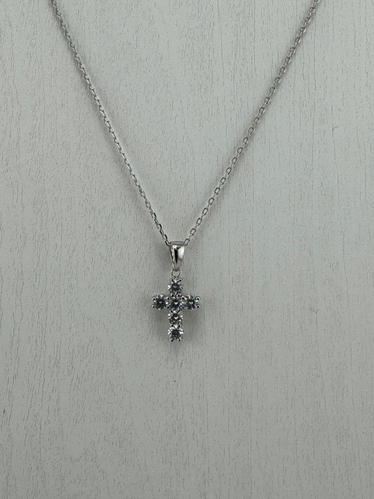 Small cross tennis necklace
