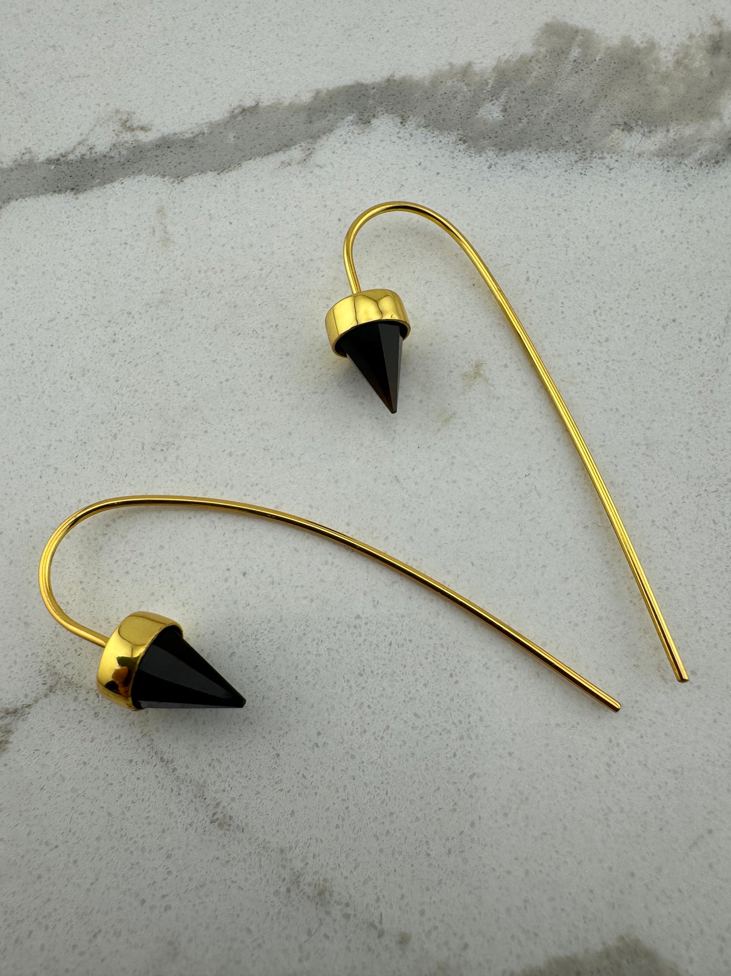 Smoky topaz bar earrings