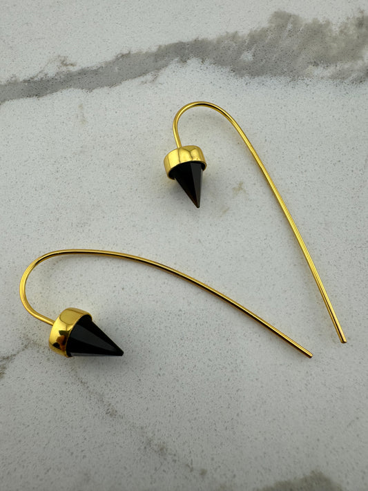 Smoky topaz bar earrings