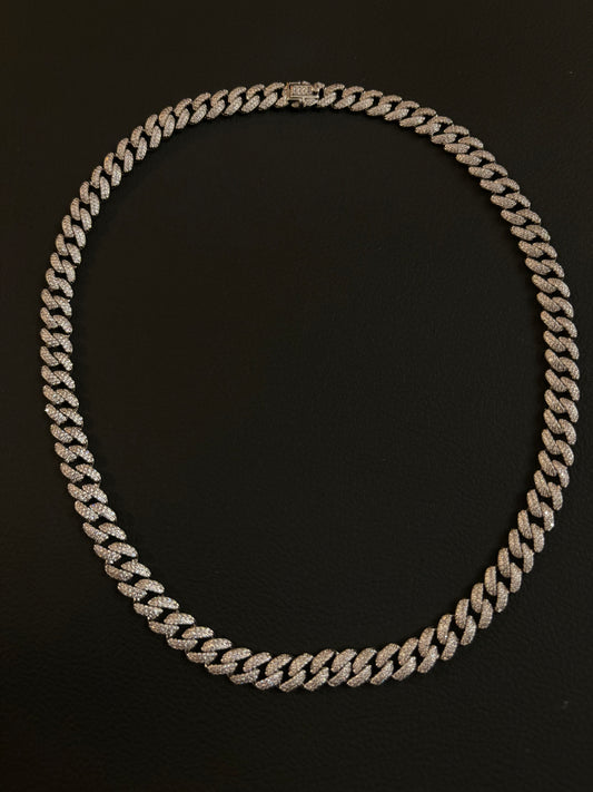 Cuban link white sapphire silver