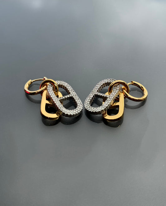 Two tone removable charm earrings