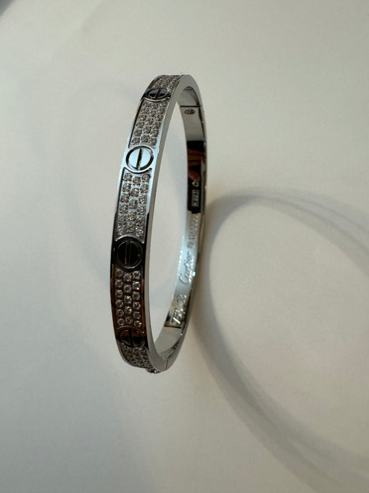 Silver pave love bangle