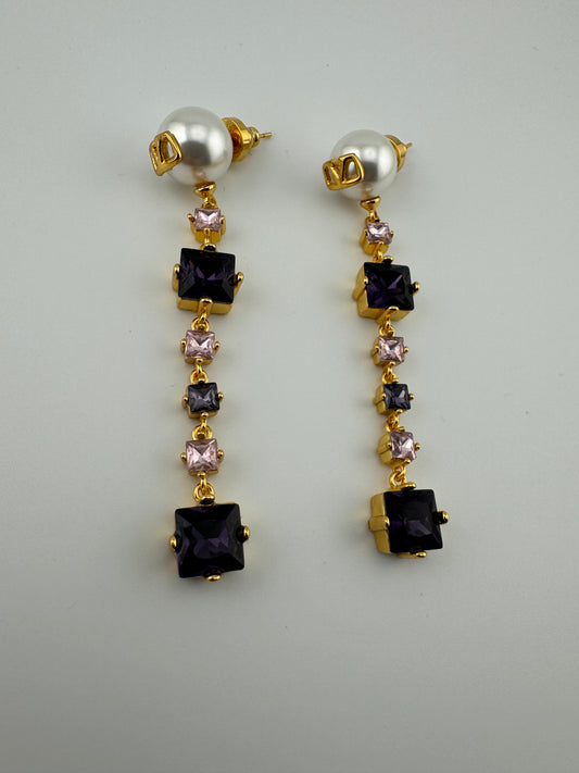 V crystal earrings