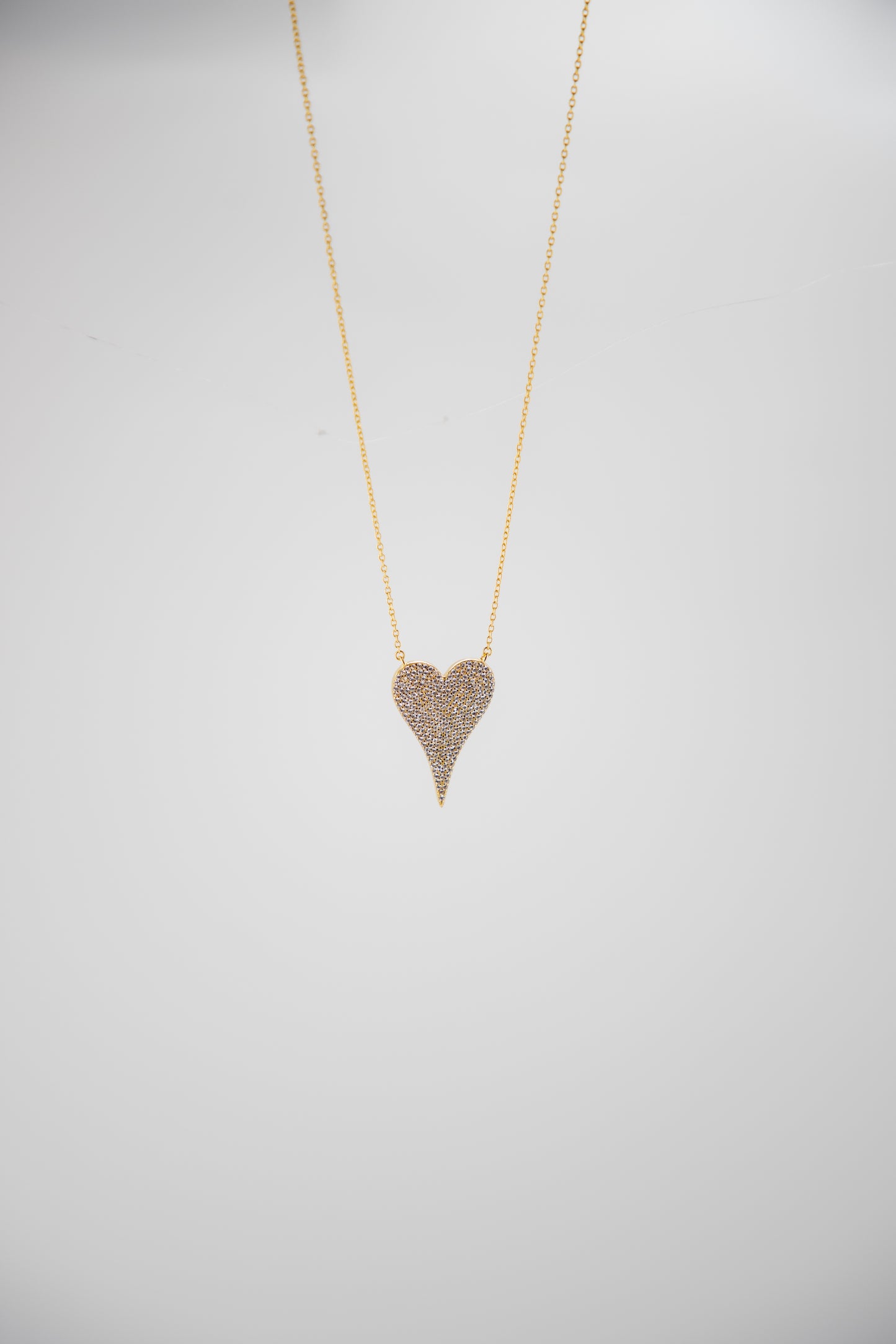 BIG HEART PAVE PENDANT NECKLACE